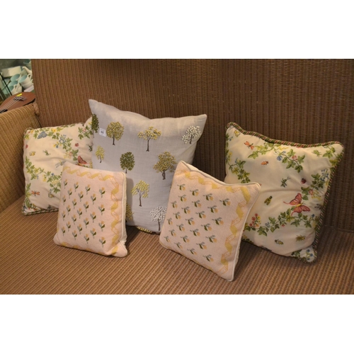 445 - 5  embroidered feather cushions