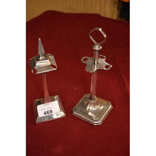 469 - Two HM silver dressing table manicure holders