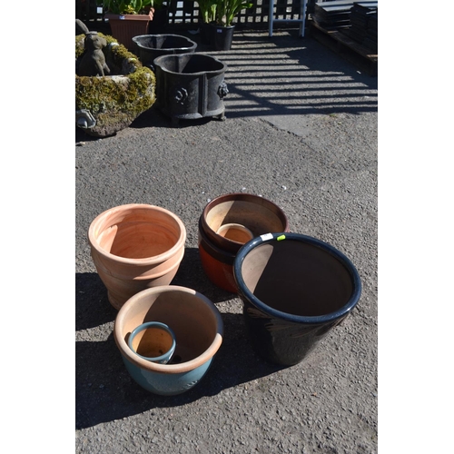 67 - Various glazed garden pots