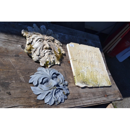 82 - 3 garden plaques inc. Green Man