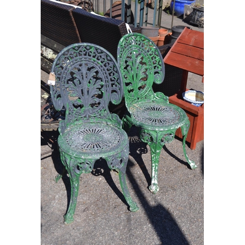 84 - Pair of painted cast aluminium bistro chairs