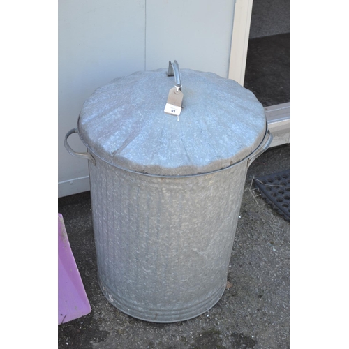 91 - Galvanised bin with lid