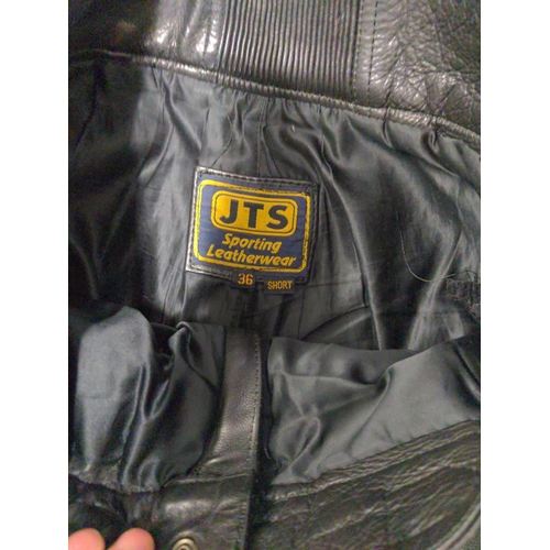 107 - Leather motorcycle trousers, JTS Sporting Leatherware, 36 Short