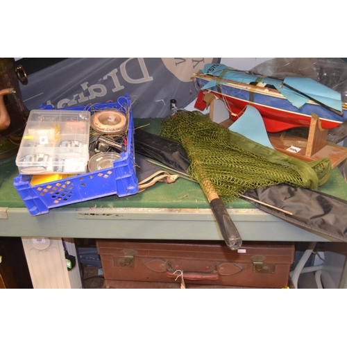 100 - Various fishing accessories, reels and rods etc. unchecked condition. viewing recommended