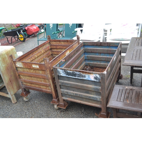 238 - 2 metal G-Box containers on casters. Longest is 92cm