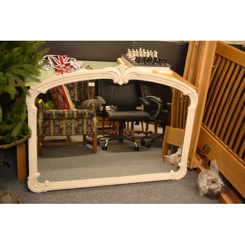 648 - Mantle mirror with white painted frame. W124cm x H89.5cm