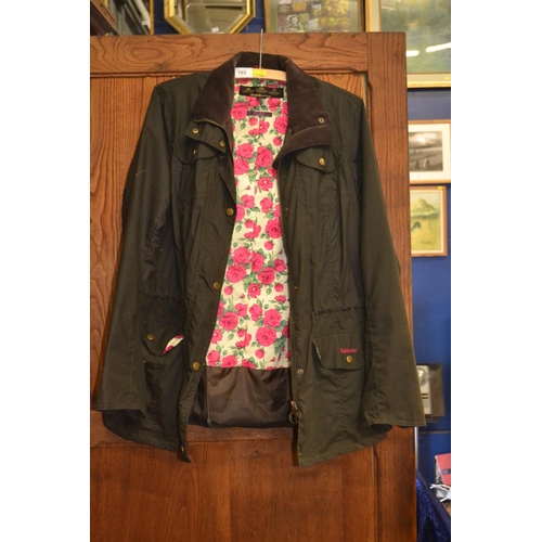 765 - Barbour Waxed jacket with Liberty lining.  (size 14)