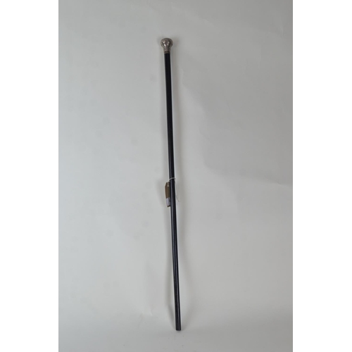 319 - HM silver topped ebony swagger stick, 84.5cm long