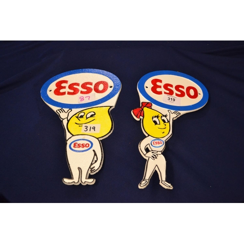 225 - Pair Esso boy and girl plaques Repro