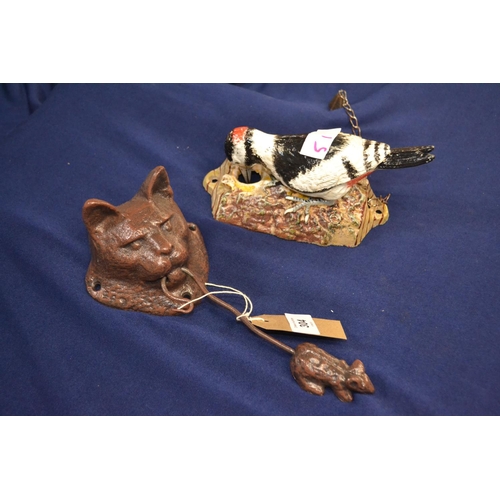 240 - Cast door knockers cat and bird