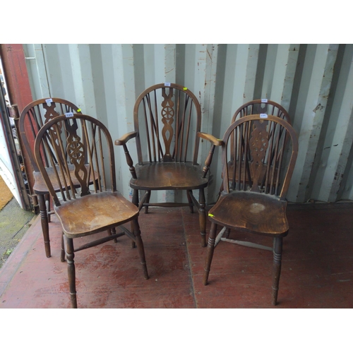 284 - 5 wheelback kitchen chairs, inc. 1 carver.