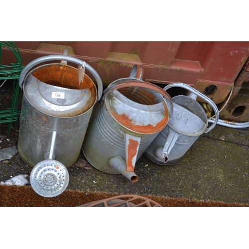 100 - 3 galvanised watering cans