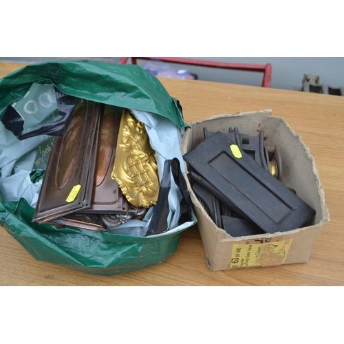 180 - Bag of door finger plates & box of letter boxes for doors etc.