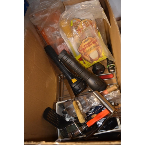 182 - Box of various kitchen utensils