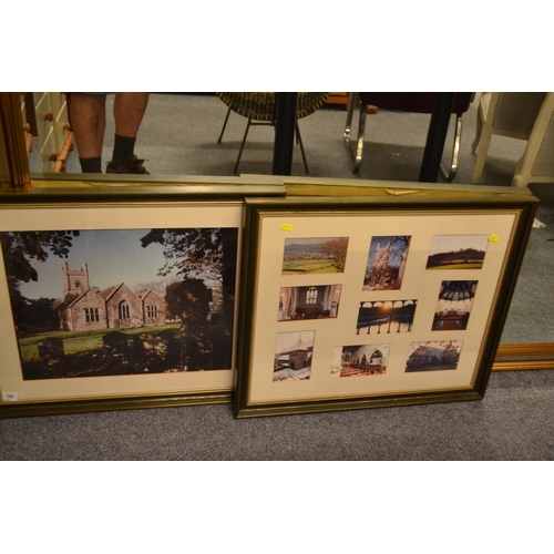 380 - 2 framed photos & montage of Calstock church