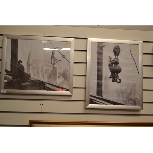 381 - 2 framed black and white prints of New York Skyline