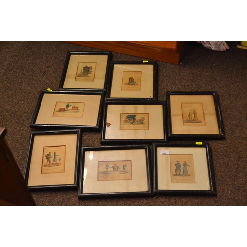 400 - 8 coloured engravings Chinese related. Glass missing on one.