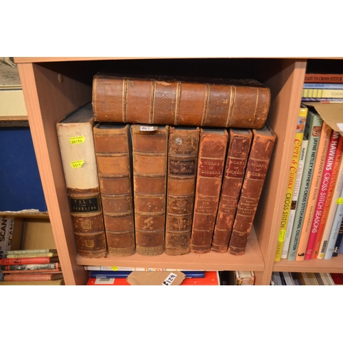 420 - 8x leather bound books inc. Dickens.