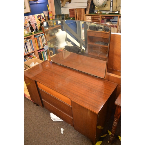 458 - Mid century dressing table with 2 drawers & cupboards 114cm long, 46cm deep