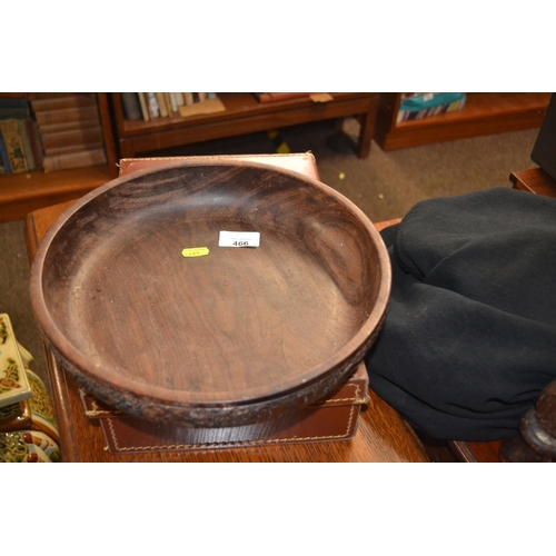 466 - African Leadwood turned bowl with carving to outside D30cm