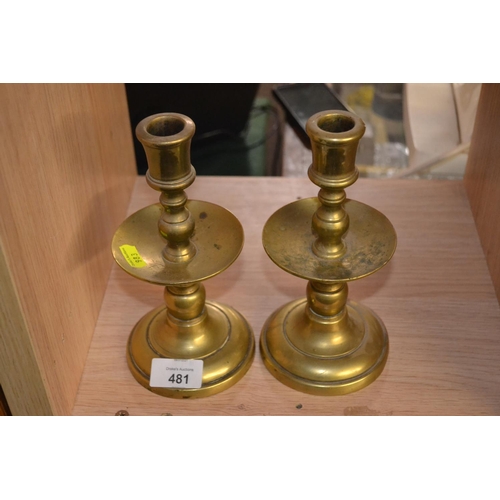 481 - Pair of brass candlesticks