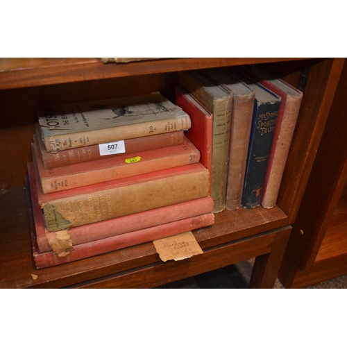 507 - Half shelf of hunting related books.