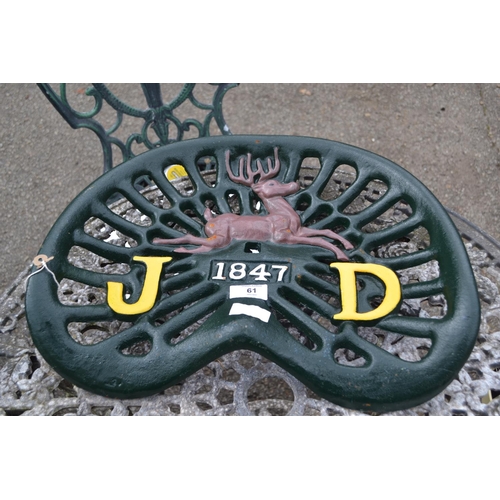 61 - John Deere cast tractor seat (repro new)