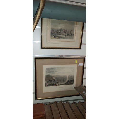 394 - 2 hand coloured engravings of Brixham.