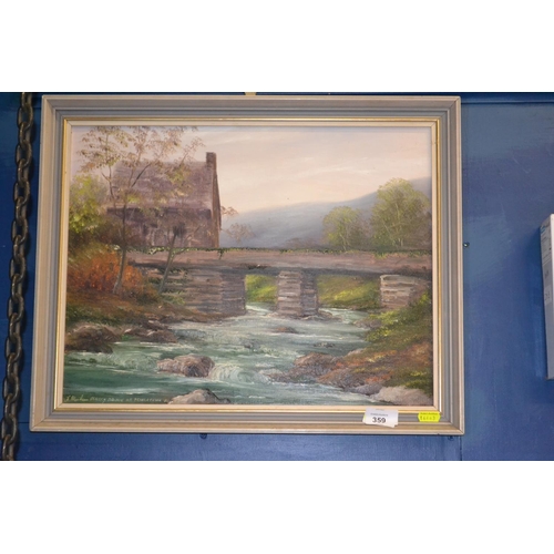 303 - Oil on board of Ockery Bridge near Princetown, width 51cm x height 41cm