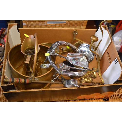 194 - Various metal ware inc. brass firedogs