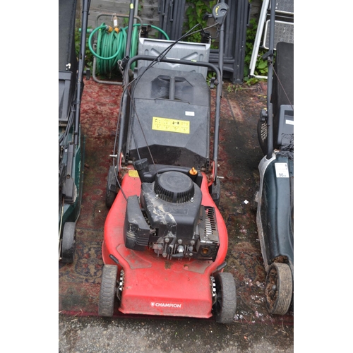 94 - Champion petrol lawn mower with grass box