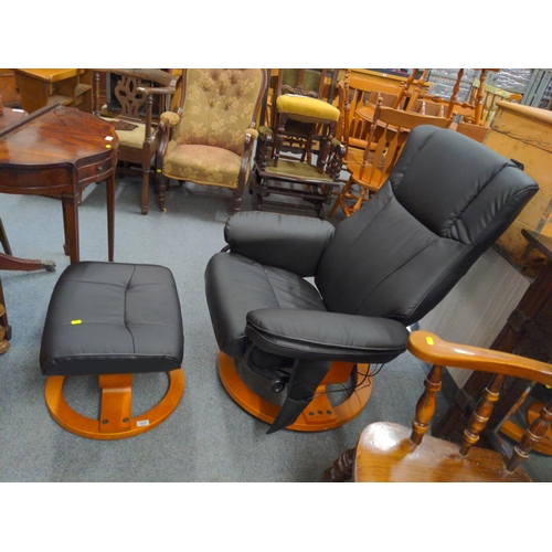 887 - Stressless reclining chair with inbuild massage, with matching footstool