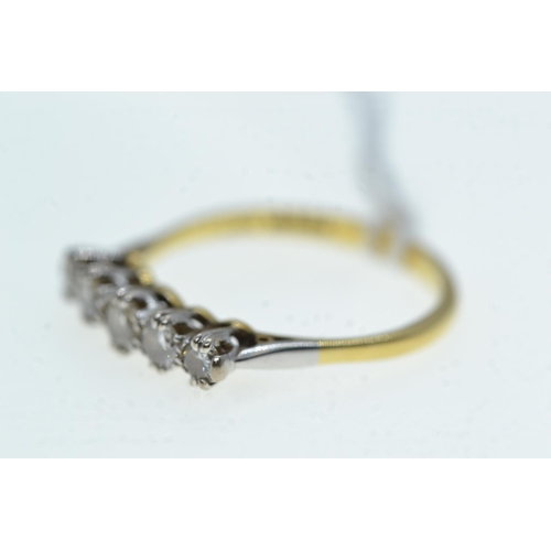 71 - 18ct gold & five stone diamond ring, size P1/2, 3.06 grams