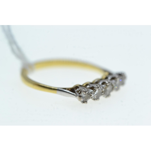 71 - 18ct gold & five stone diamond ring, size P1/2, 3.06 grams