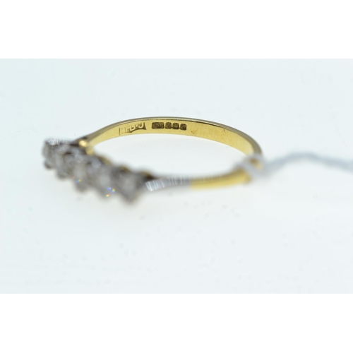 71 - 18ct gold & five stone diamond ring, size P1/2, 3.06 grams
