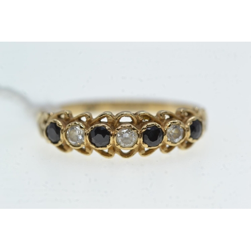 72 - 9ct gold, sapphire & CZ ring, size Q, 1.88 grams