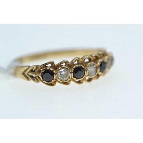 72 - 9ct gold, sapphire & CZ ring, size Q, 1.88 grams