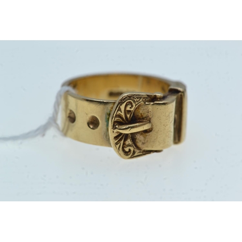 80 - 9ct gold buckle ring, size S, 12.43 grams
