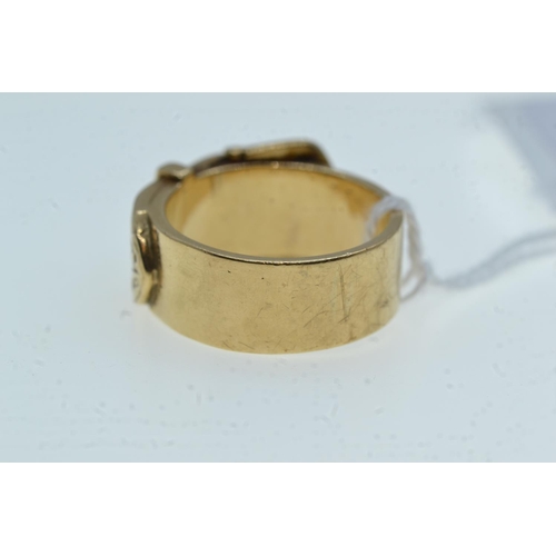 80 - 9ct gold buckle ring, size S, 12.43 grams