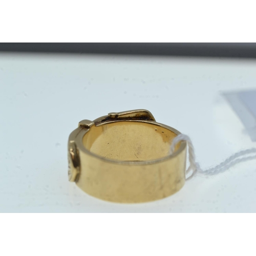 80 - 9ct gold buckle ring, size S, 12.43 grams