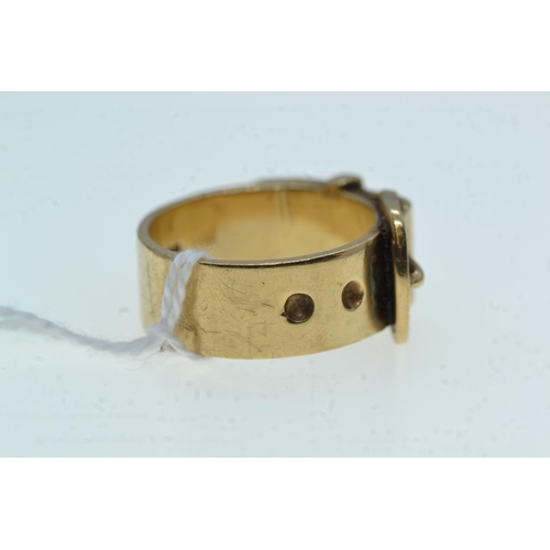 80 - 9ct gold buckle ring, size S, 12.43 grams