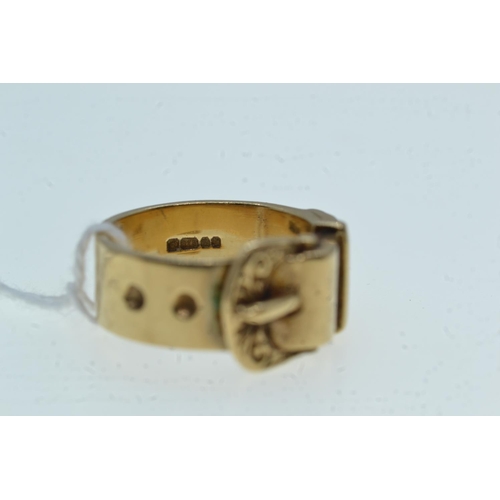 80 - 9ct gold buckle ring, size S, 12.43 grams