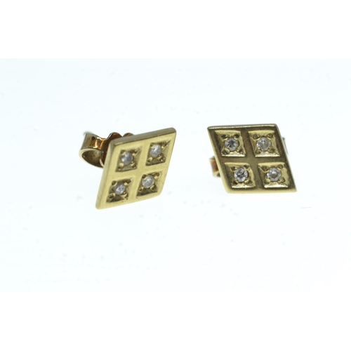 90 - Pair of 9ct gold & diamond ear studs of diamond shape, gross weight 1.76 grams