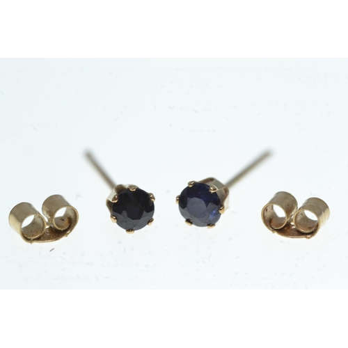 91 - Pair of 9ct gold & sapphire ear studs, gross weight 0.31 gram