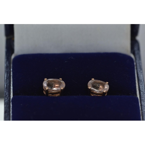 92 - Pair of 9ct rose gold & morganite ear studs, gross weight 1.2 grams