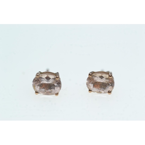 92 - Pair of 9ct rose gold & morganite ear studs, gross weight 1.2 grams