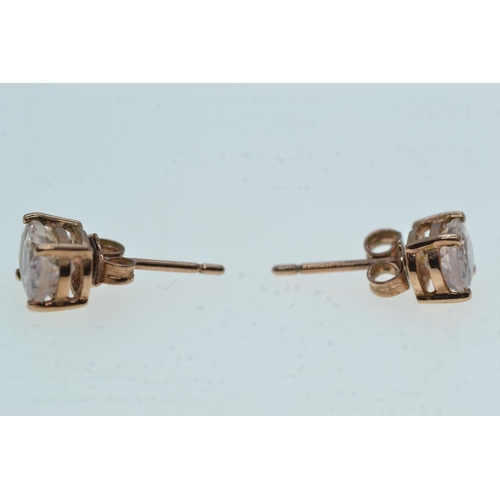 92 - Pair of 9ct rose gold & morganite ear studs, gross weight 1.2 grams