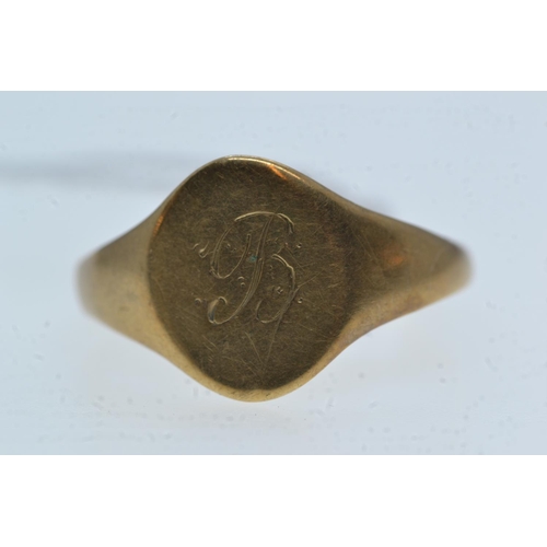 95 - 9ct gold signet ring with initial 'B', size V1/2, 2.53 grams