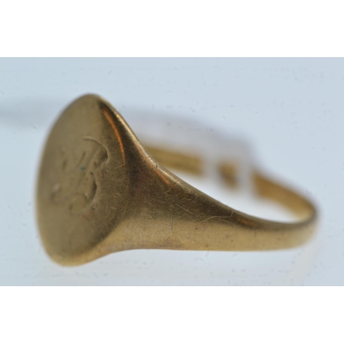 95 - 9ct gold signet ring with initial 'B', size V1/2, 2.53 grams