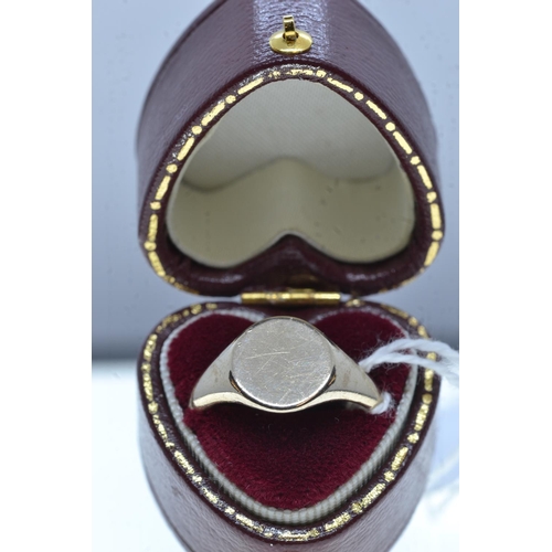 97 - 9ct gold signet ring, unmarked to front, size L, 4.3 grams